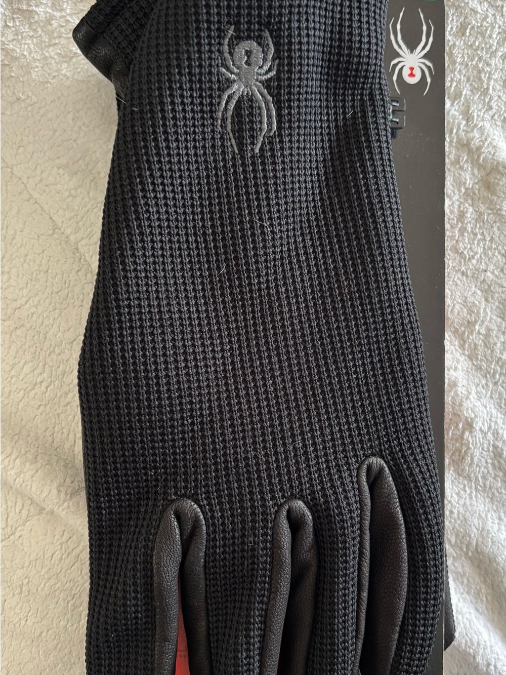 Spyder Men's Black Knit Waffle Grip Gloves